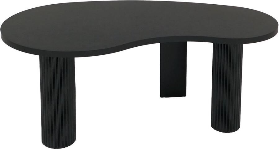 MCW Salontafel -O29 bijzettafel sofatafel organische vorm melamine hout 45x110x60cm ~ hout look zwart