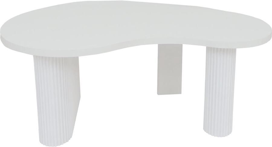 MCW Salontafel -O29 bijzettafel sofatafel organische vorm melamine hout 45x110x60cm ~ wit