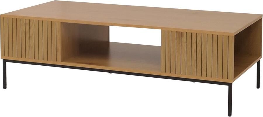 MCW Salontafel -O39 tafel bank tafel bijzettafel plank melamine MDF 39x120x60cm ~ natuur