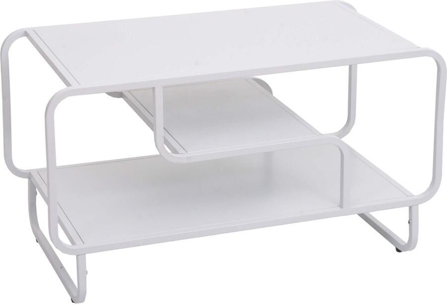 MCW Salontafel -O49 salontafel industrieel 3 legplanken metaal 45x80x40 cm ~ wit