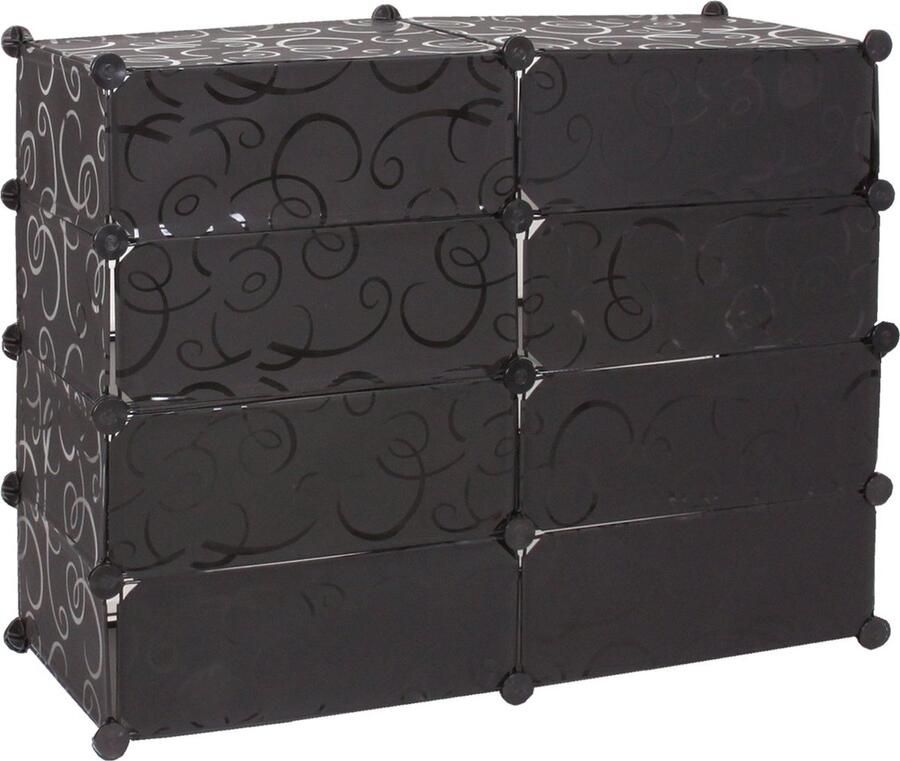 MCW Schoenenkast -B66 schoenenrek kast opbergruimte 8 compartimenten 73x92x36cm ~ zwart - Foto 2