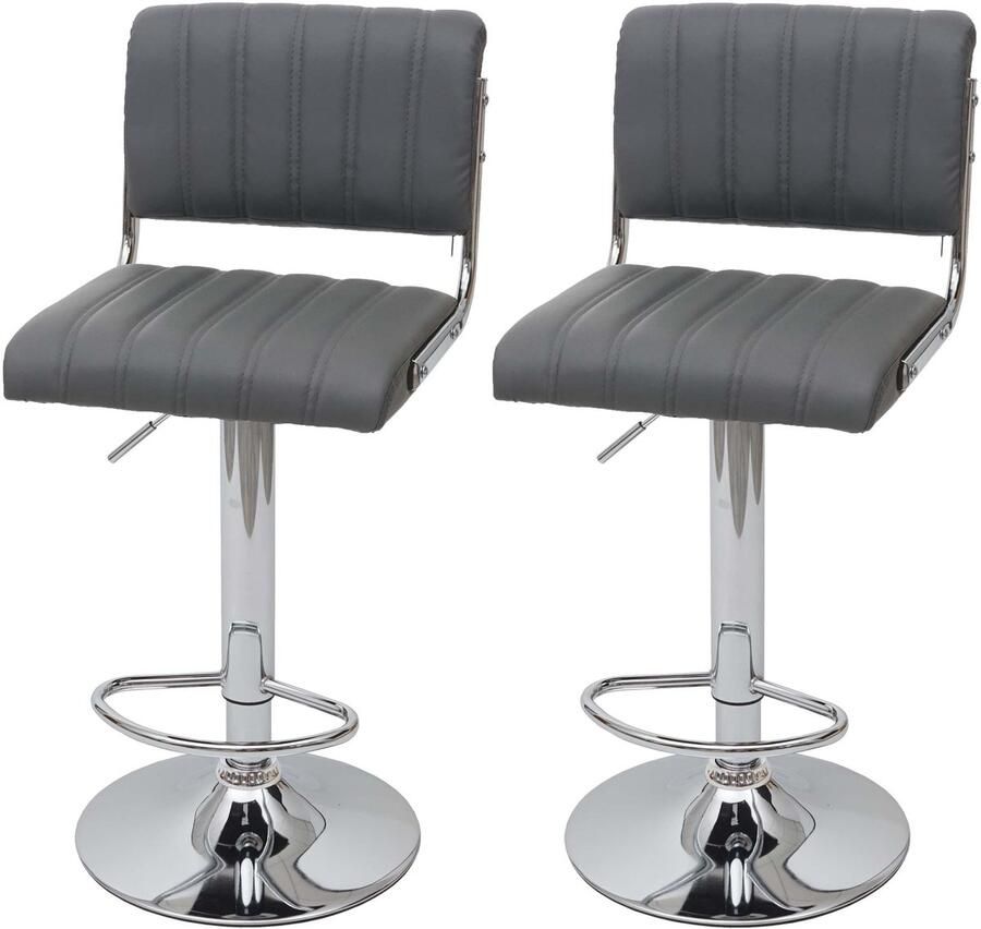 MCW Set van 2 barkrukken -F17 barkruk counterkruk draaikruk met rugleuning kunstleer ~ grijs