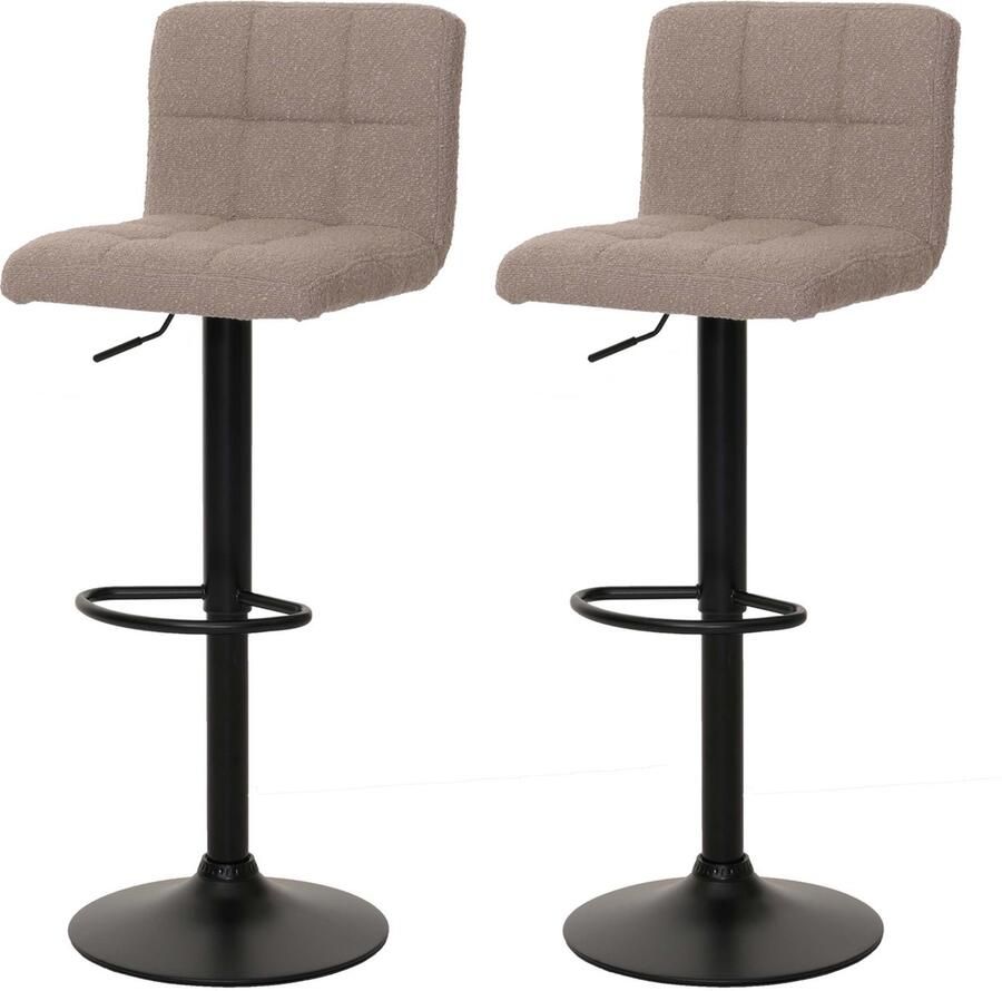 MCW Set van 2 barkrukken -G87 barkruk barstoel in hoogte verstelbaar draaibaar Boucle stof (450g m²) ~ taupe
