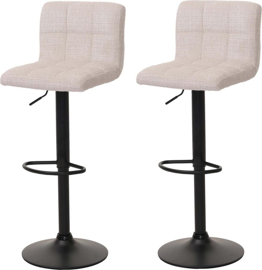 MCW Set van 2 barkrukken -G87 barkruk barstoel in hoogte verstelbaar draaibaar chenille stof (465g m²) ~ crème-beige