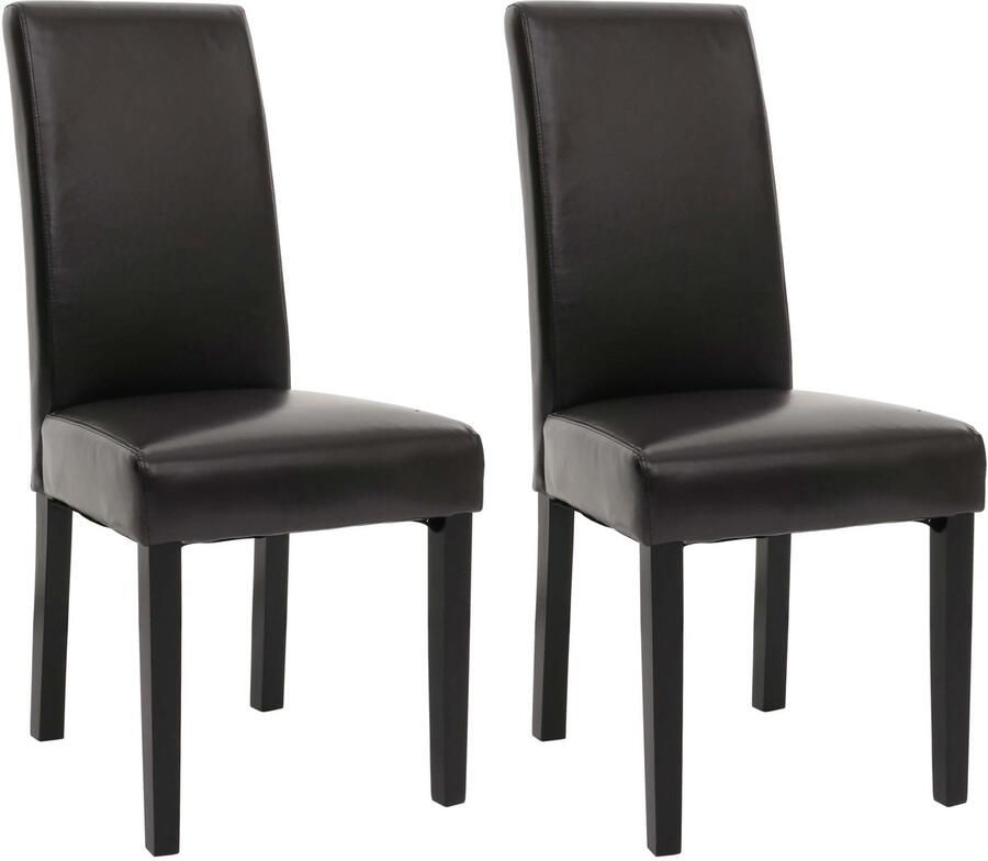 MCW Set van 2 eetkamerstoel -N66 stoel keukenstoel fauteuil massief hout kunstleer ~ zwart-bruin zwarte poten