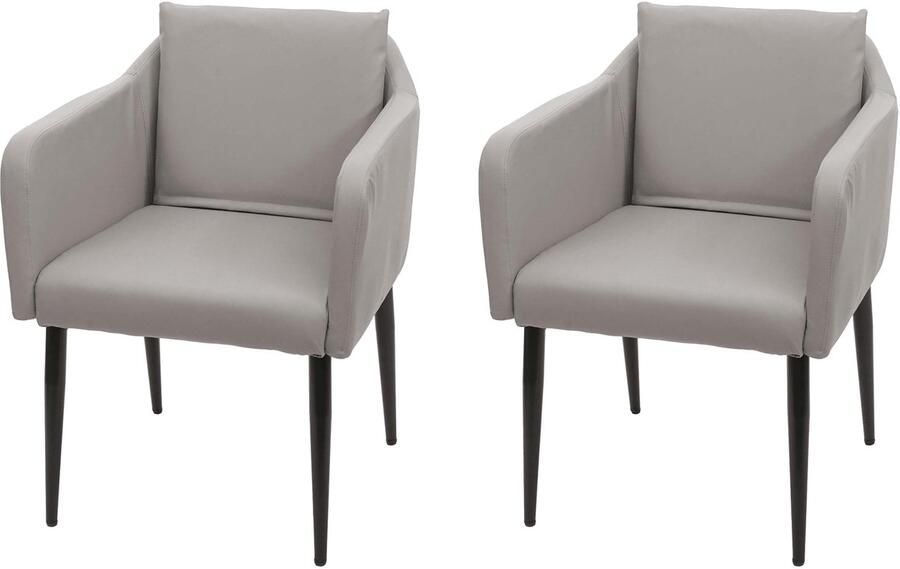 MCW Set van 2 eetkamerstoelen -H93 keukenstoel fauteuil stoel ~ kunstleer taupe-grijs