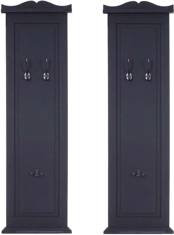 MCW Set van 2 kapstokken T33 wandkapstok kapstokpaneel wandhaken hout 109x28x4cm ~ donkergrijs gelakt