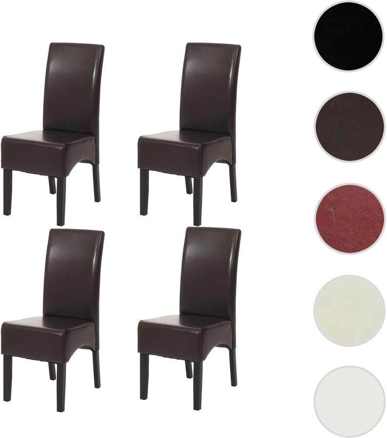 MCW Set van 4 eetkamerstoelen Keukenstoel Littau ~ leer bruine donkere poten