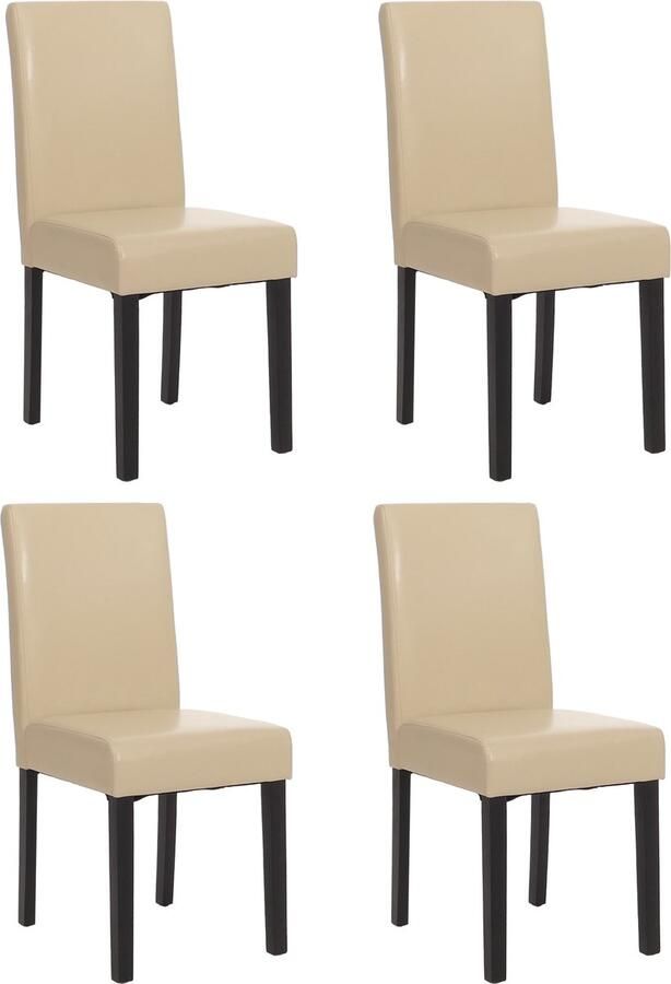 MCW Set van 4 eetkamerstoelen Keukenstoel Littau MVG-gecertificeerd ~ kunstleer crème donkere poten