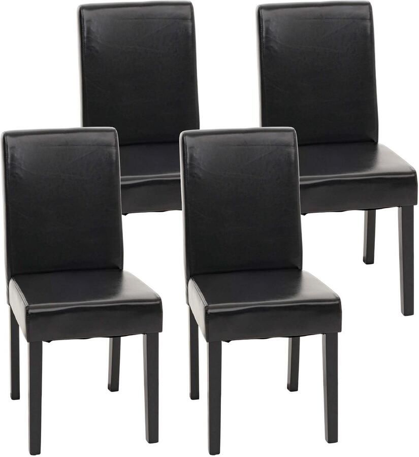 MCW Set van 4 eetkamerstoelen Keukenstoel Littau ~ leer zwarte donkere poten
