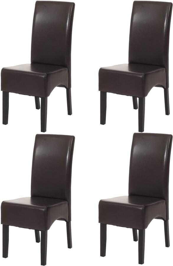 MCW Set van 4 eetkamerstoelen Keukenstoel Littau MVG-gecertificeerd ~ kunstleer bruine donkere poten