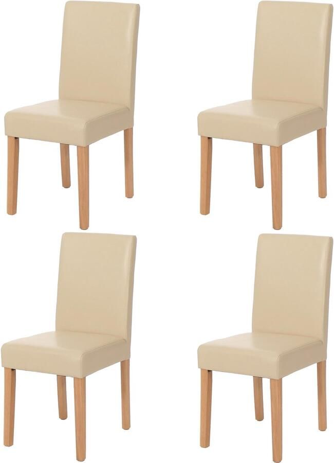 MCW Set van 4 eetkamerstoelen Keukenstoel Littau MVG-gecertificeerd ~ kunstleer crème lichtgekleurde poten