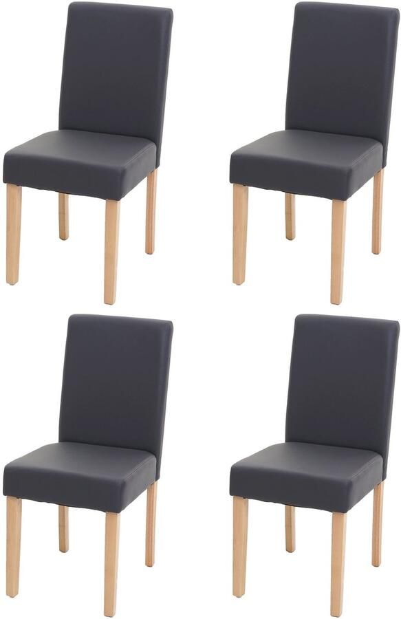 MCW Set van 4 eetkamerstoelen Keukenstoel Littau MVG-gecertificeerd ~ kunstleer grijs mat lichte poten