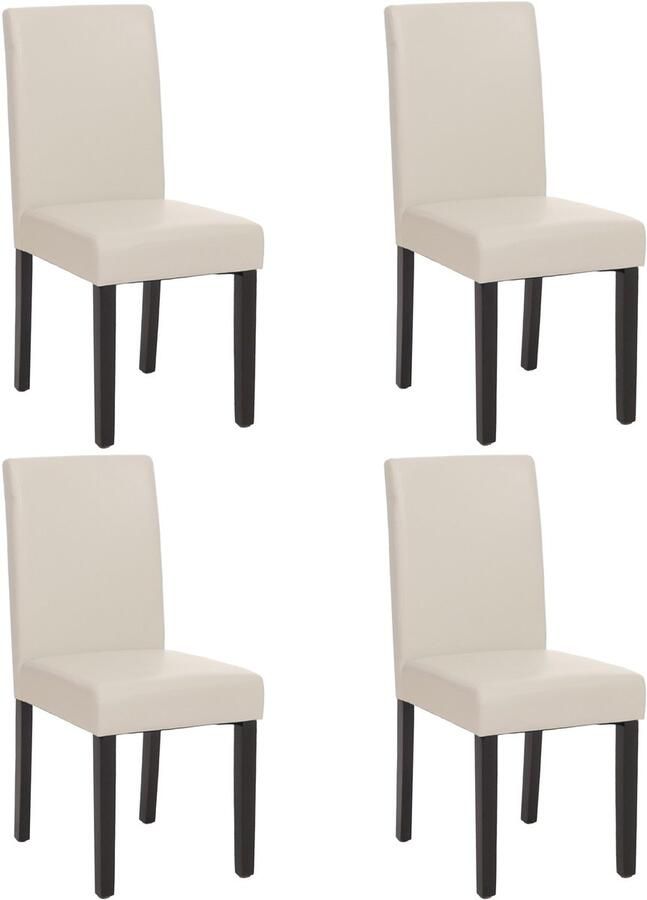 MCW Set van 4 eetkamerstoelen Keukenstoel Littau MVG-gecertificeerd ~ kunstleer witte donkere poten