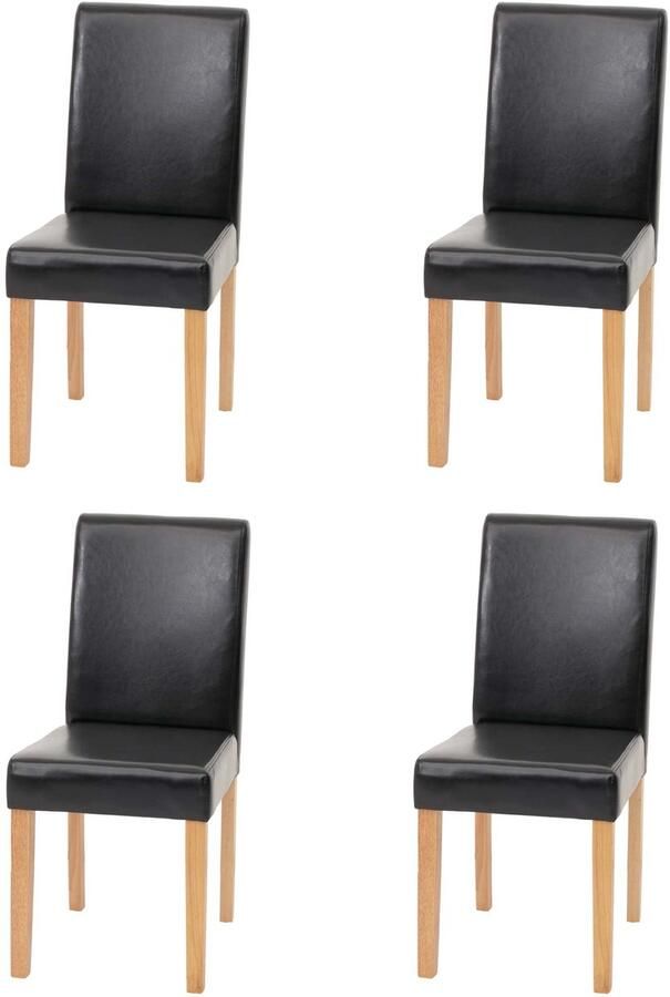 MCW Set van 4 eetkamerstoelen Keukenstoel Littau MVG-gecertificeerd ~ kunstleer zwarte lichtgekleurde poten