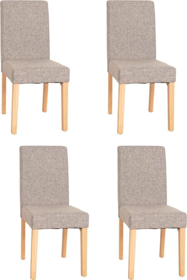 MCW Set van 4 eetkamerstoelen Keukenstoel Littau ~ textiel grijs lichte poten
