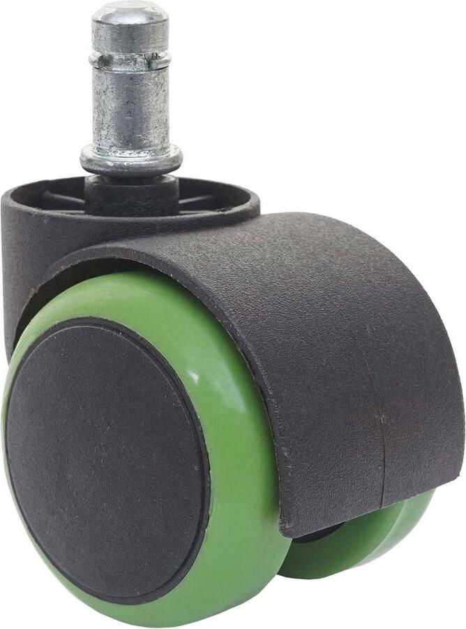 MCW Set van 5 harde vloeren wielen -H86 bureaustoel wielen 150kg draagvermogen Ø 11mm ~ groen