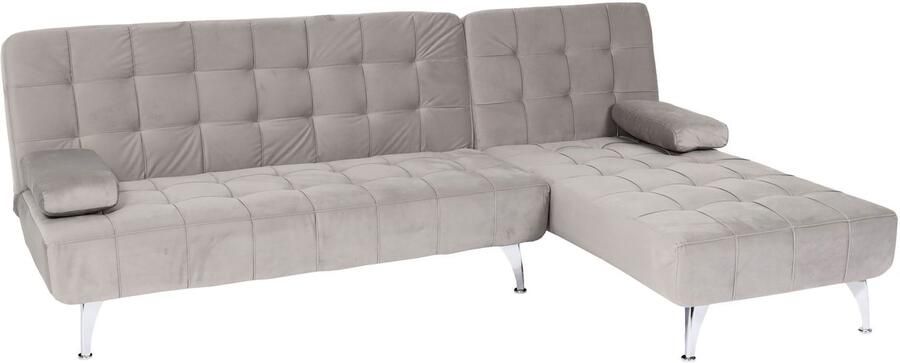 MCW Slaapbank -K22 bank hoekbank ligvlak links rechts slaapfunctie 236cm ~ fluweelgrijs