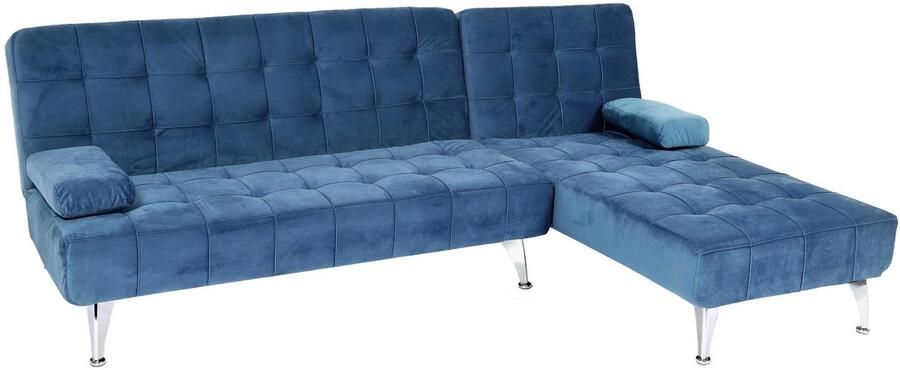 MCW Slaapbank -K22 bank hoekbank Sofa ligvlak links rechts slaapfunctie 236cm ~ fluweel blauw