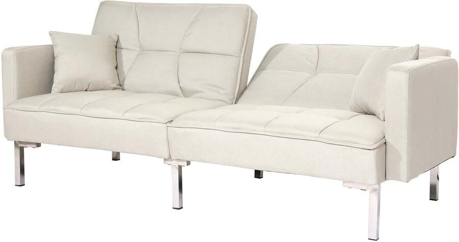 MCW Slaapbank -K65 slaapbank logeerbed slaapfunctie ligoppervlak 170x104 cm ~ stof textiel crème-beige