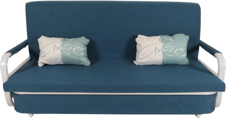 MCW Slaapbank -M83 slaapbank bank slaapfunctie bedstee ligoppervlak 190x185cm ~ stof textiel donkerblauw