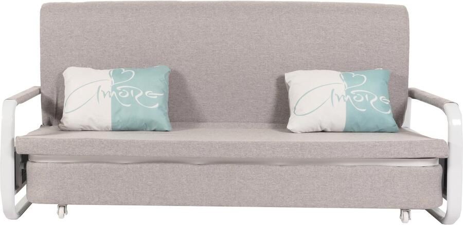 MCW Slaapbank -M83 slaapbank bank slaapfunctie bedstee ligoppervlak 190x185cm ~ stof textiel lichtgrijs
