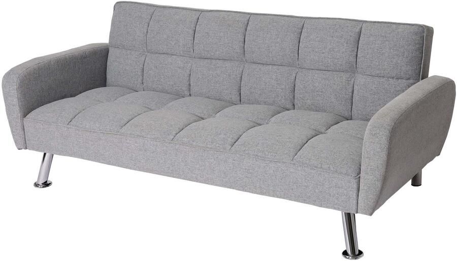 MCW Sofa -K19 bank slaapbank logeerbed slaapbank nosag schorsing slaapfunctie 203cm ~ stof textiel lichtgrijs