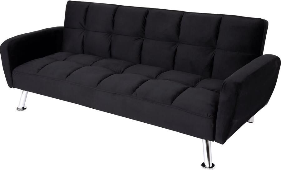 MCW Sofa -K19 bank slaapbank logeerbed slaapbank opklapbare bank nosag schorsing slaapfunctie 203cm ~ fluweel zwart
