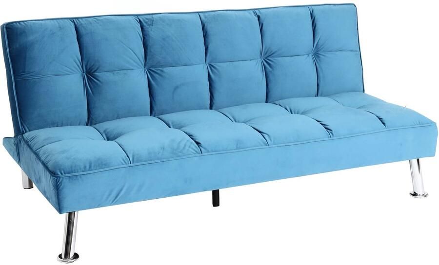MCW Sofa -K21 inklapbare bank Couch slaapbank Nosag lente ophanging slaapfunctie ligvlak 181x107cm ~ fluweel blauw
