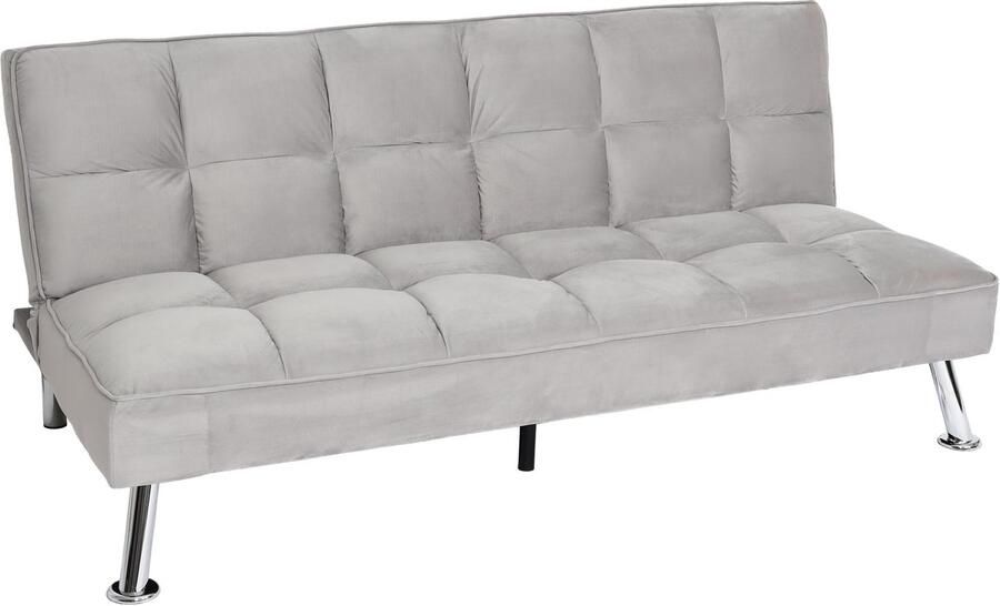MCW Sofa -K21 inklapbare bank Couch slaapbank Nosag vering slaapfunctie ligvlak 181x107cm ~ fluweel grijs