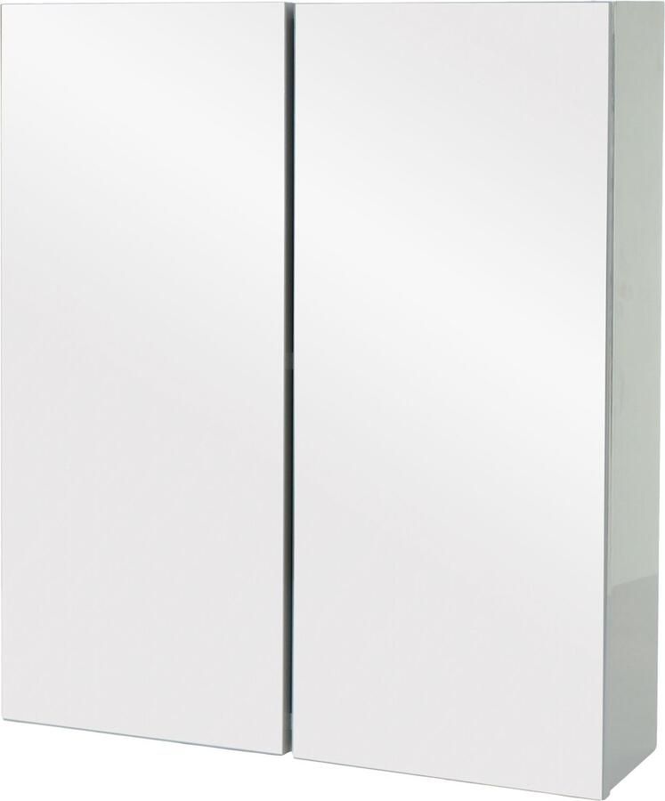 MCW Spiegelkast -B19b badkamermeubel wandmeubel 2 planken hoogglans MVG-gecertificeerd 70x60x16cm ~ grijs