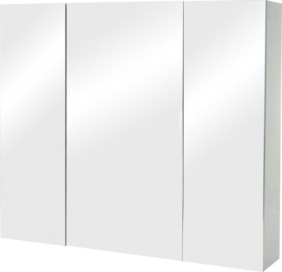 MCW Spiegelkast -B19b badkamermeubel wandmeubel 6 planken hoogglans MVG-gecertificeerd 70x80x16cm ~ grijs