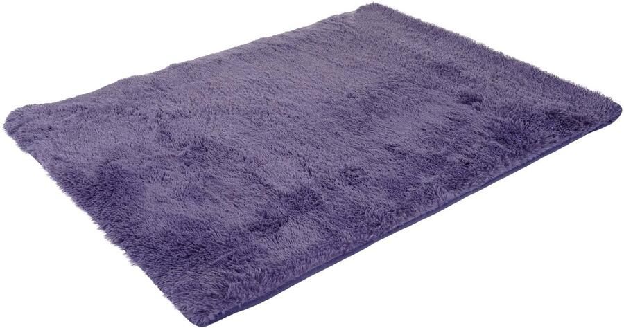 MCW Tapijt -F69 shaggy loper hoogpolig langpolig stof textiel pluizig zacht 160x120cm ~ donkerpaars