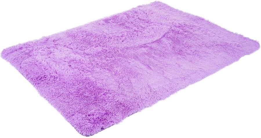 MCW Tapijt -F69 shaggy loper hoogpolig langpolig stof textiel pluizig zacht 200x140cm ~ paars