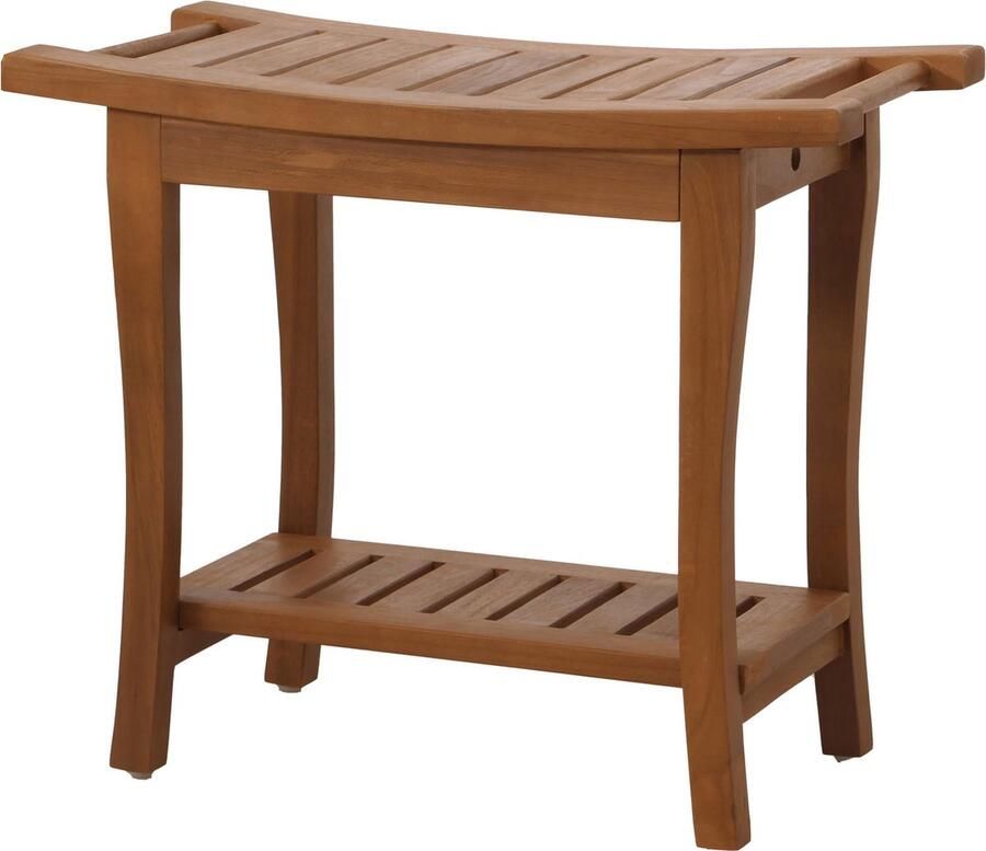 MCW Teak kruk -M84 houten kruk bankje douchekruk hoogwaardige B-kwaliteit teak (kernhout 20-30 jaar) 51x60x30cm