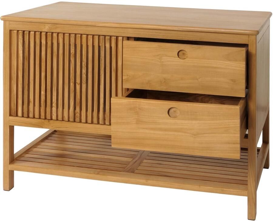 MCW Teakhouten ladekast -M70 dressoir schuifladen hoogwaardige B-kwaliteit teak (kernhout 20-30 jaar) 81x106x55cm