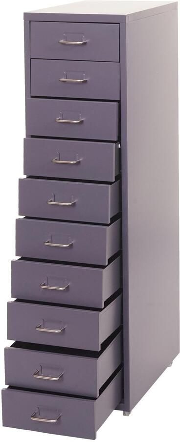 MCW Trolley kast Boston T851 stalen ladekast 110x28x41cm 10 laden ~ donkergrijs