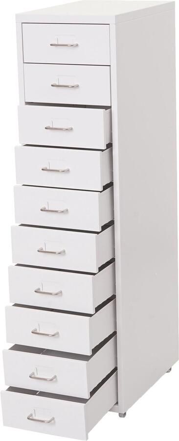 MCW Trolley kast Boston T851 stalen ladekast 110x28x41cm 10 laden ~ wit