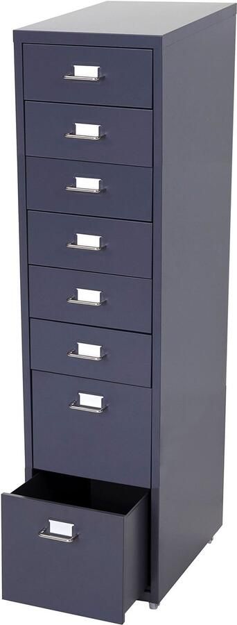 MCW Trolley kast Boston T851 stalen ladekast 110x28x41cm 8 laden ~ donkergrijs