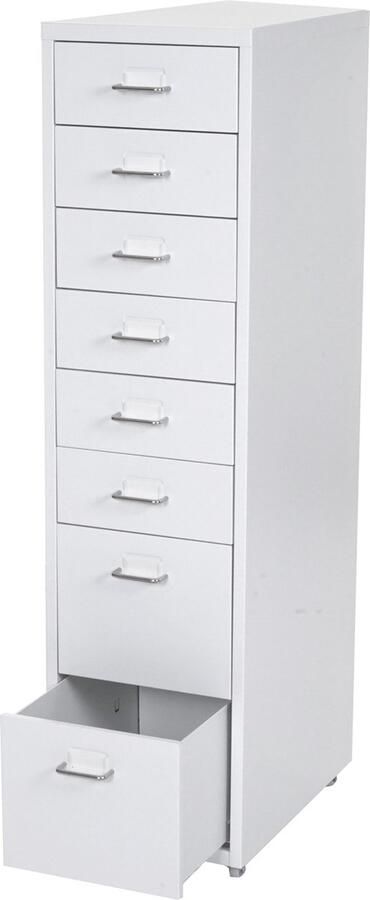 MCW Rolcontainer Boston T851 ladekast stalen kast 110x28x41cm 8 lades ~ wit