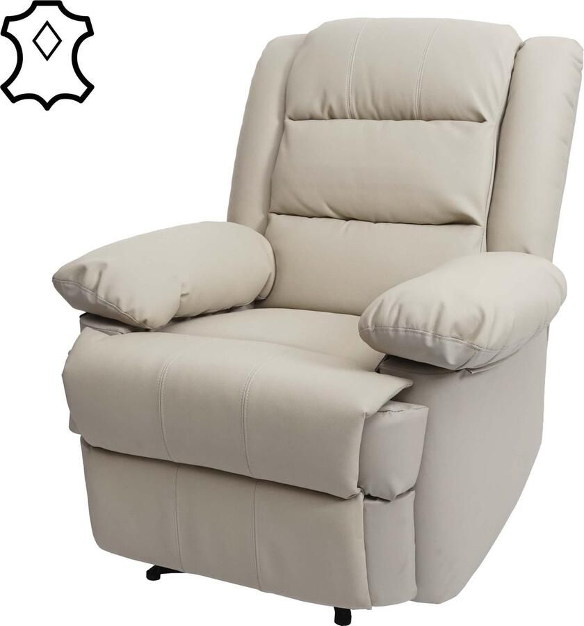 MCW TV fauteuil -G15 relaxfauteuil leder + kunstleder 101x87x100cm ~ crème