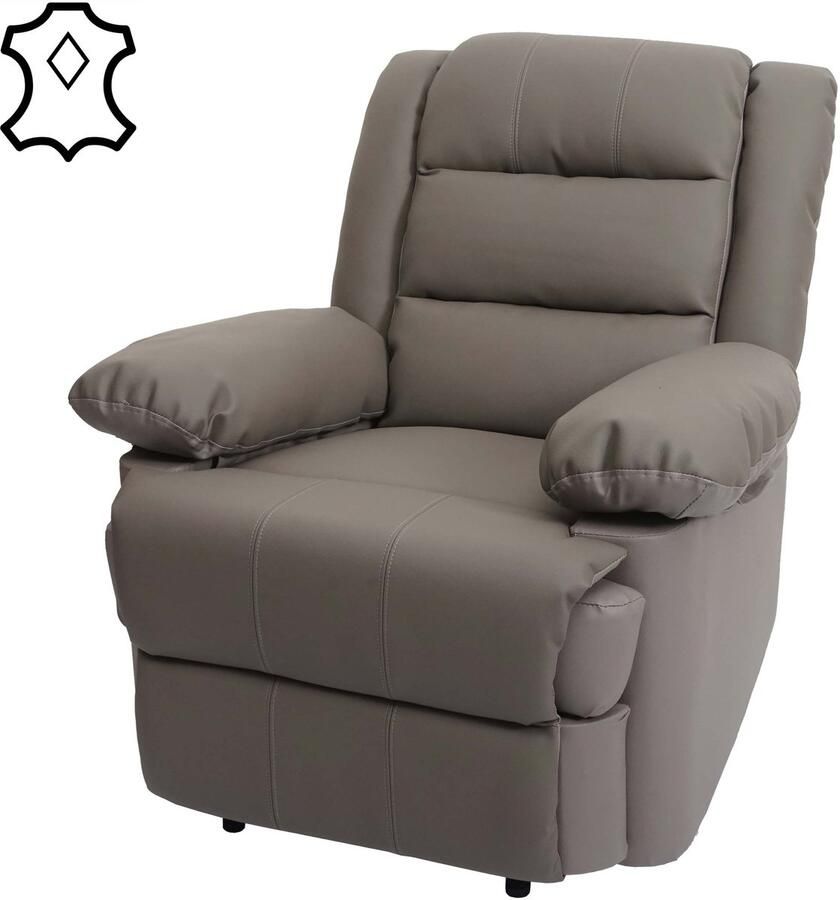 MCW TV fauteuil -G15 relaxfauteuil leder + kunstleder 101x87x100cm ~ taupe