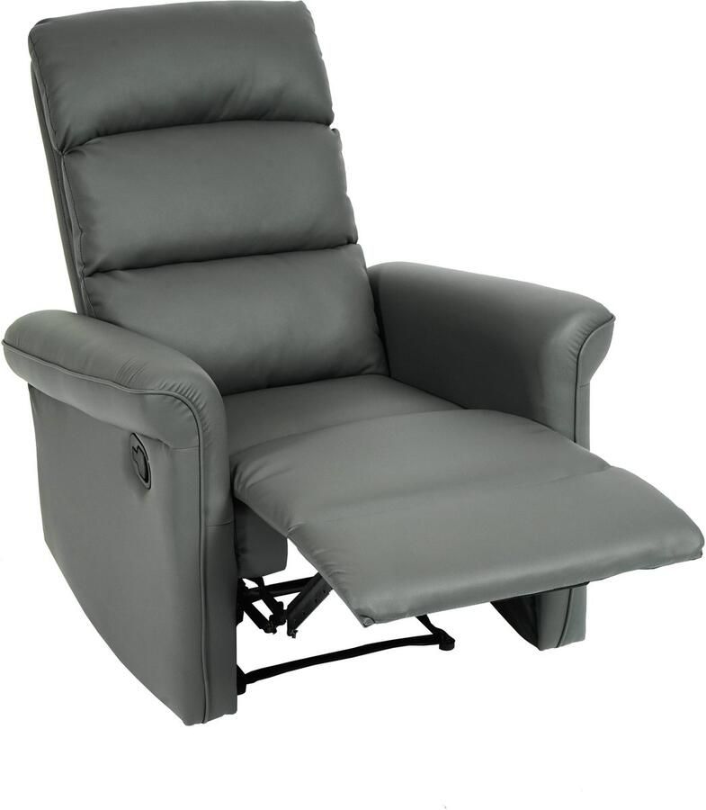 MCW TV fauteuil -J96 relaxfauteuil verstelbare relaxfunctie kunstleer ~ grijs