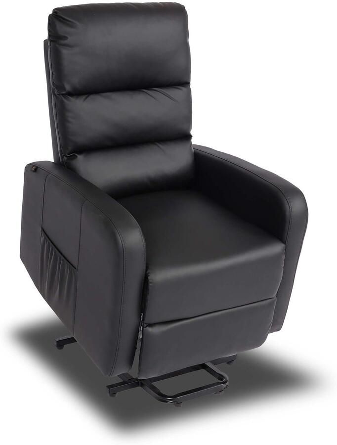 MCW TV fauteuil -K62 fauteuil relaxfauteuil TV fauteuil relaxfauteuil ligfunctie sta-op hulp metaal kunstleer ~ zwart