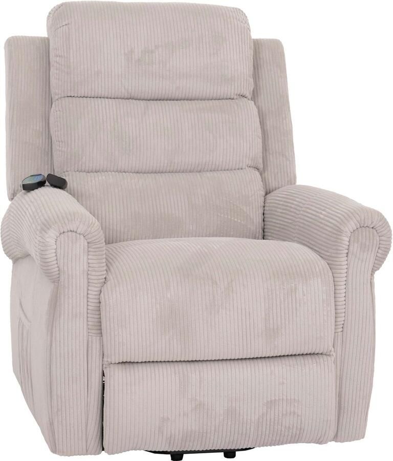 MCW TV-fauteuil -K63 fauteuil sta-op-massage verwarmingsfunctie stof (220g m²) corduroy ~ lichtgrijs