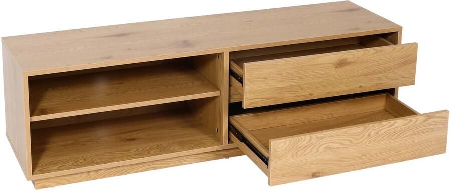 MCW TV-rek -J78 TV-tafel lowboard ladekast lade MDF 42x140x40cm ~ eiken look