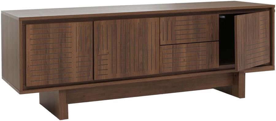 MCW TV-rek -O34 TV-meubel TV-tafel Lowboard Ladekast laden melamine 51 5x150x39 5 cm ~ bruin