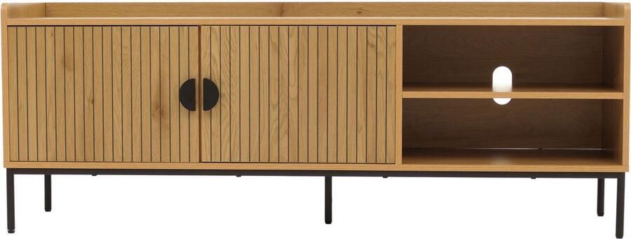 MCW TV-rek -O39 TV-plank TV-tafel lowboard TV-meubel ladekast melamine MDF 56x150x40cm ~ naturel - Foto 2