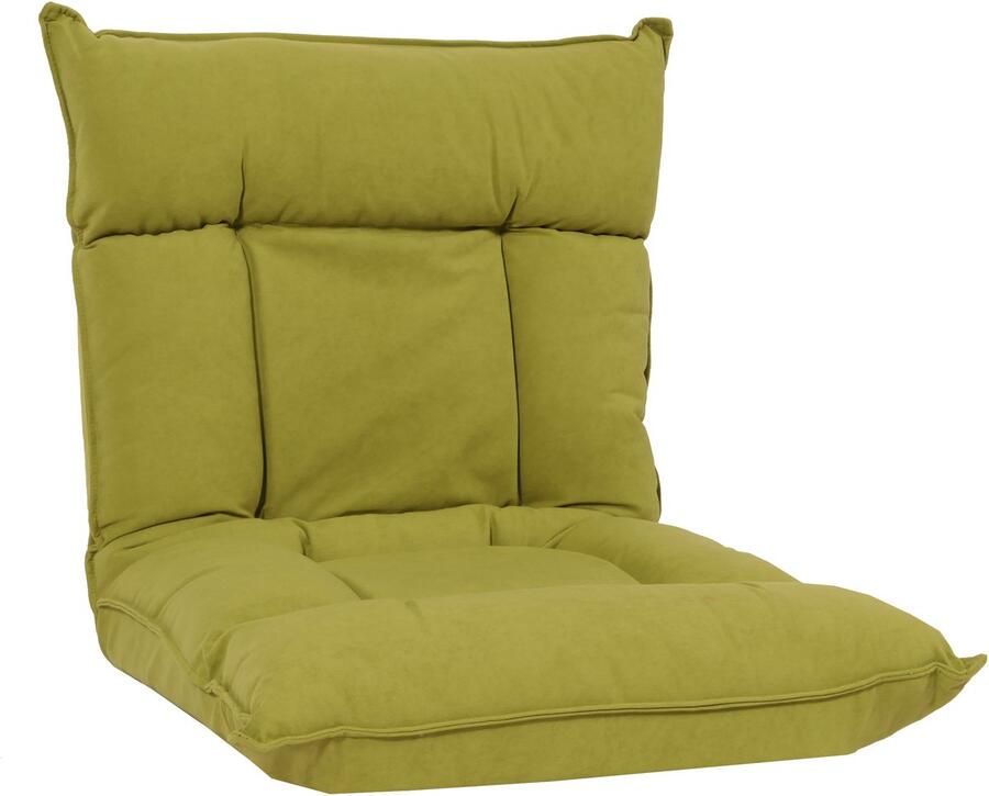MCW Vloer fauteuil -N44 ligstoel vloer kussen vloer sofa fauteuil 6 ligstanden stevig frame fluweel ~ groen