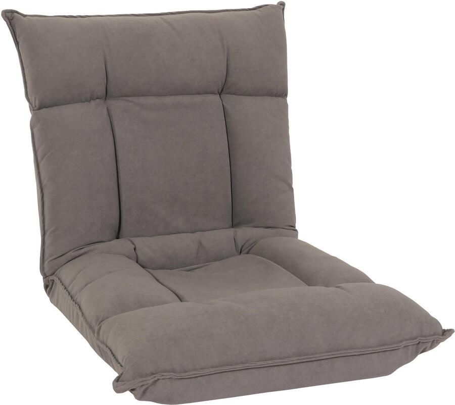 MCW Vloer fauteuil -N44 relax vloer kussen vloer sofa fauteuil 6 ligstanden stevig frame fluweel ~ donkergrijs